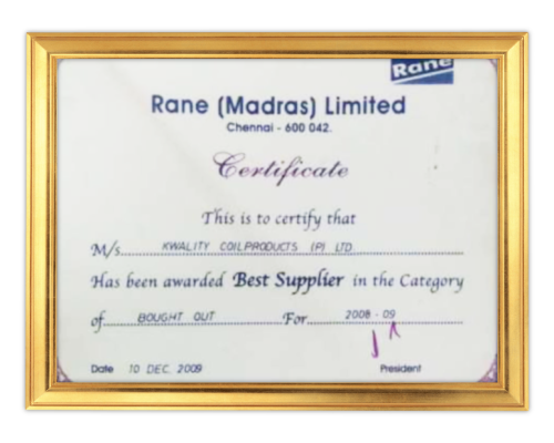 Recognition certificate / award