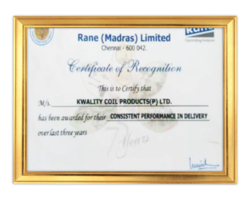 Recognition certificate / award